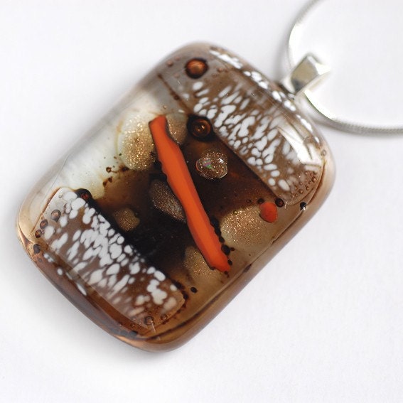Glass Pendant Necklace LADY LOU, Fused Glass Jewellery