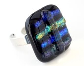 Fused Glass Ring GIFT, Dichroic Fused Glass Jewelry, Glass Ring, Unique Jewelry, Jewelry Handmade