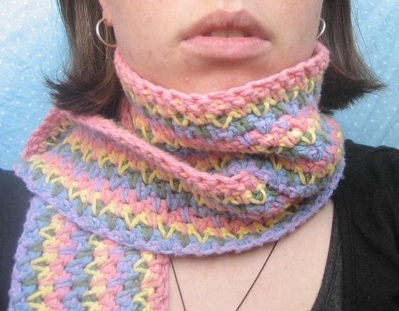 Jenny's Rainbow Scarf- cotton scarf on soft pastel colors