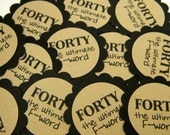 40th Birthday Favor Tags, Scalloped Embellishments for DIY Cupcake Toppers, Forty, Black, Kraft Set of 12