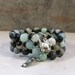 Pale Sage Green and Black Amazonite, Sea Glass and Silver OOAK Scottie Coil Bracelet - B-207s