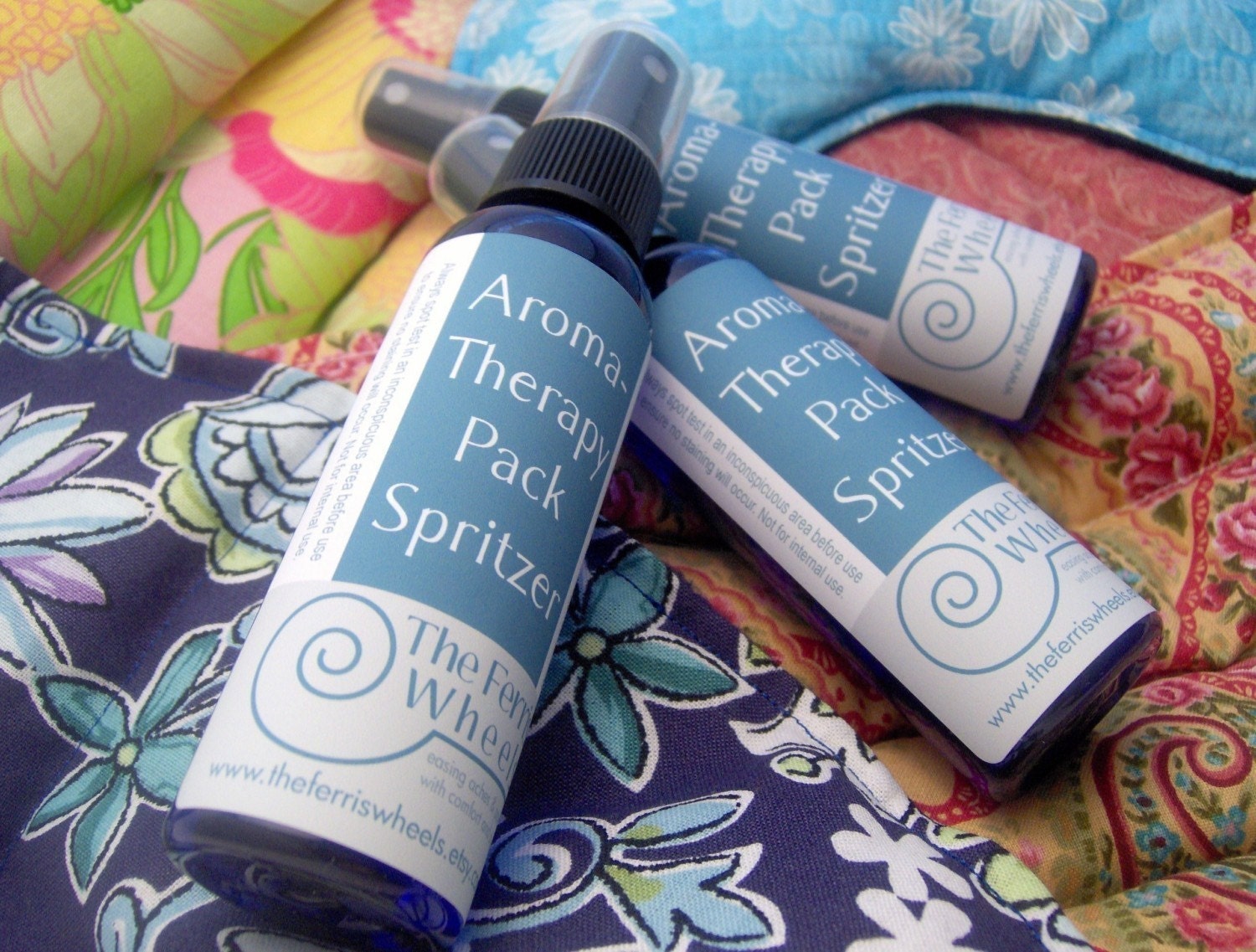 Three aromaTHERAPY Pack Spritzers for microwavable hot / cold pads - all natural essential oils