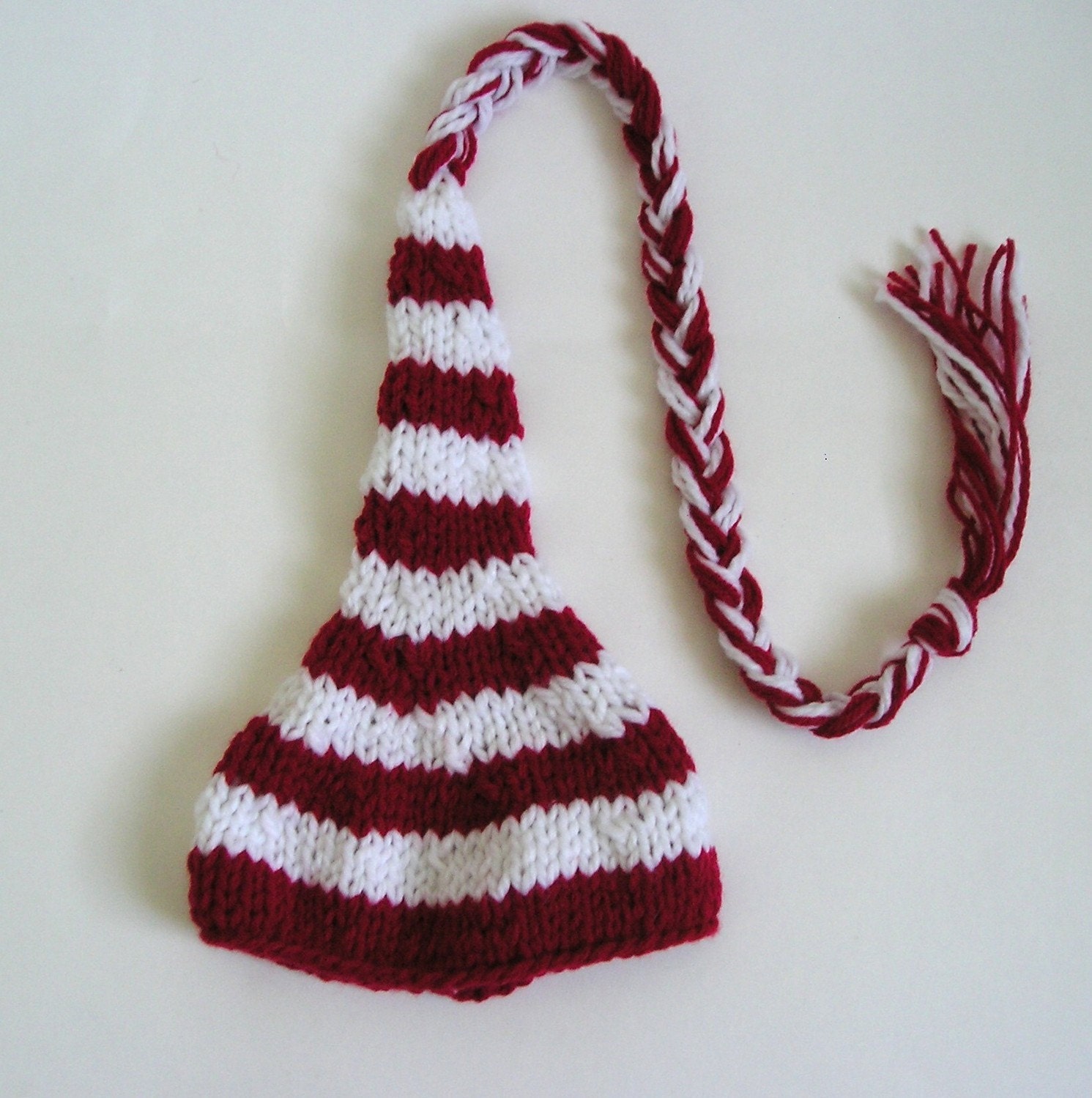 Santa Baby Pixie Newborn  Stocking Hat Photo Prop in White and Red, Perfect for your Photo Shoot this Coming Holidays