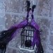 CUSTOM Kissing Peacock Lovebird pair cake topper in PURPLE and BLACK  with Lighted Birdcage