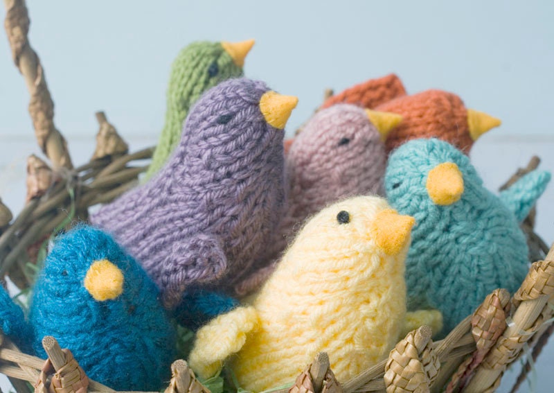 Two Knit Bird Toys, Choose Colors, Nursery Decor, Stuffed Toy, Waldorf Toy