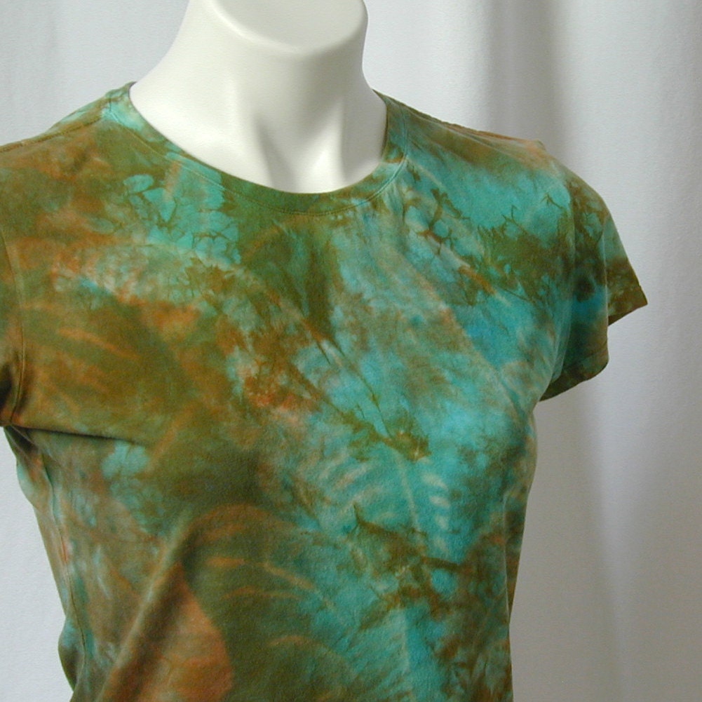 Tropical Paradise in Turquoise and Copper Bamboo Tee (small)