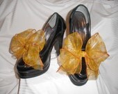 Fabulous Sun Flower Print Shoe Bows Stick On's Shoe Accessories for High Heels, Flat, Bridal Party, Women Shoes, Not Shoe Clips