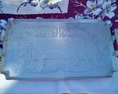 Vintage Ivy Vine Hand Wrought Aluminum Serving Tray Barware