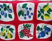 Vintage 1950s Harmony House Fruit Print Tablecloth - BlackRain4