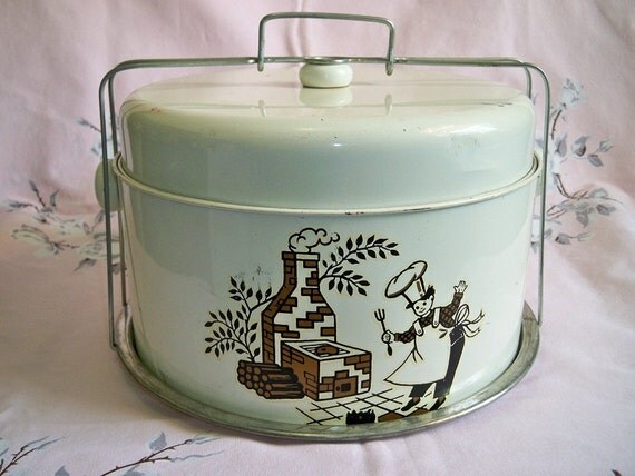 Vintage Cake Pie Carrier Scottish Terrier BBQ Chef
