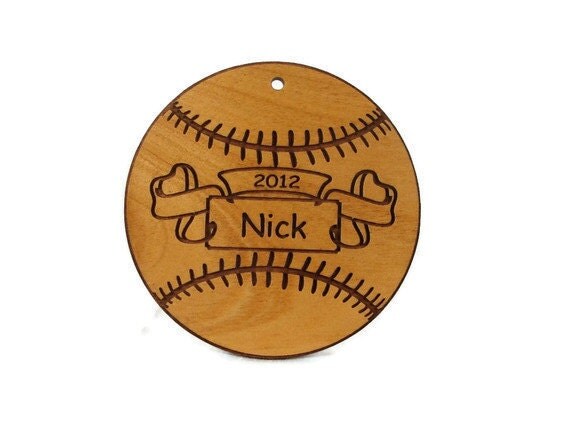 Baseball Personalized Wood Ornament - gclasergraphics
