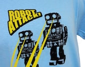 ROBOT T-Shirt - Robot Attack Laser Mens Unisex Shirt - Sizes S, M, L, XL