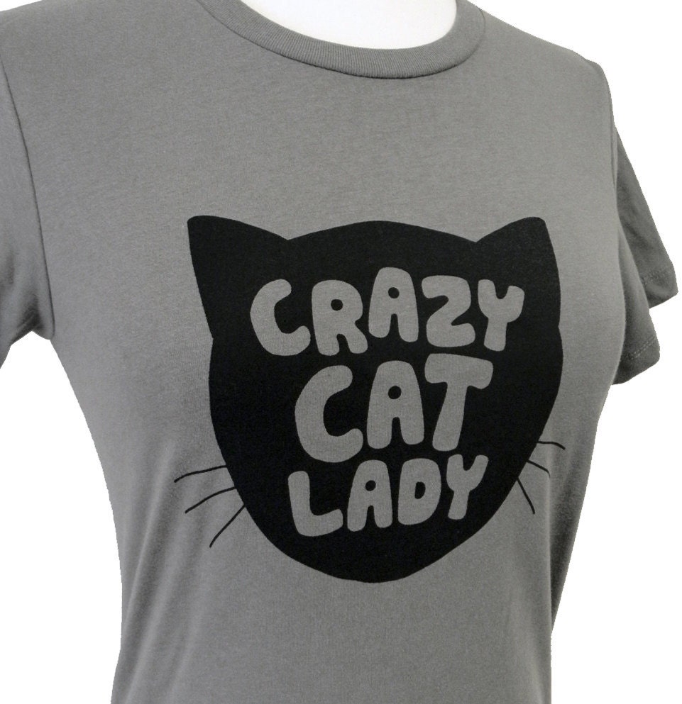Women's Crazy Cat Lady T-Shirt - Grey FUNNY Cat Ladies Shirt - (Available in sizes S, M, L, XL)