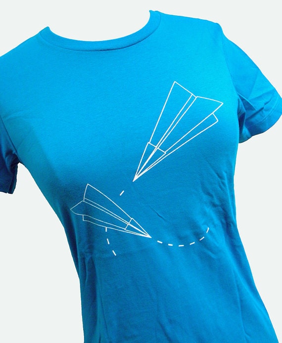 Paper Planes Ladies Turquoise T-Shirt - (Sizes S, M, L, XL)
