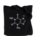 Coffee Lovers Tote Bag - Caffeine Molecule on a Black Canvas Tote Bag