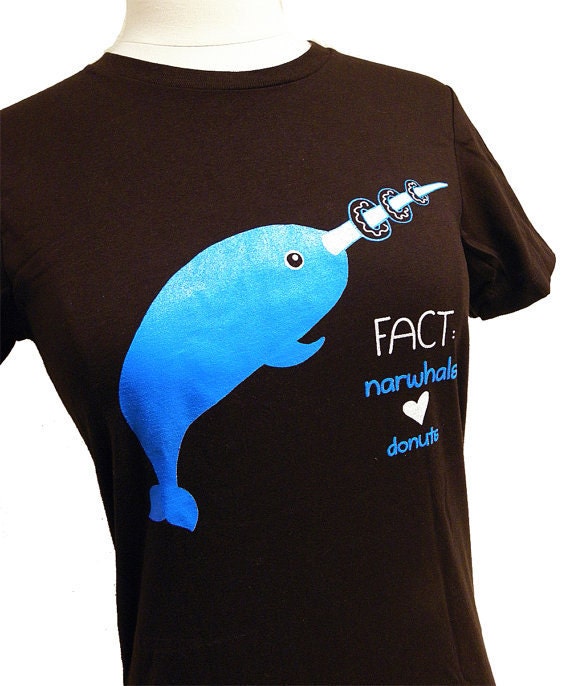 Narwhal Shirt - Ladies Narwhals love donuts T-shirt (Available in S, M, L, XL)