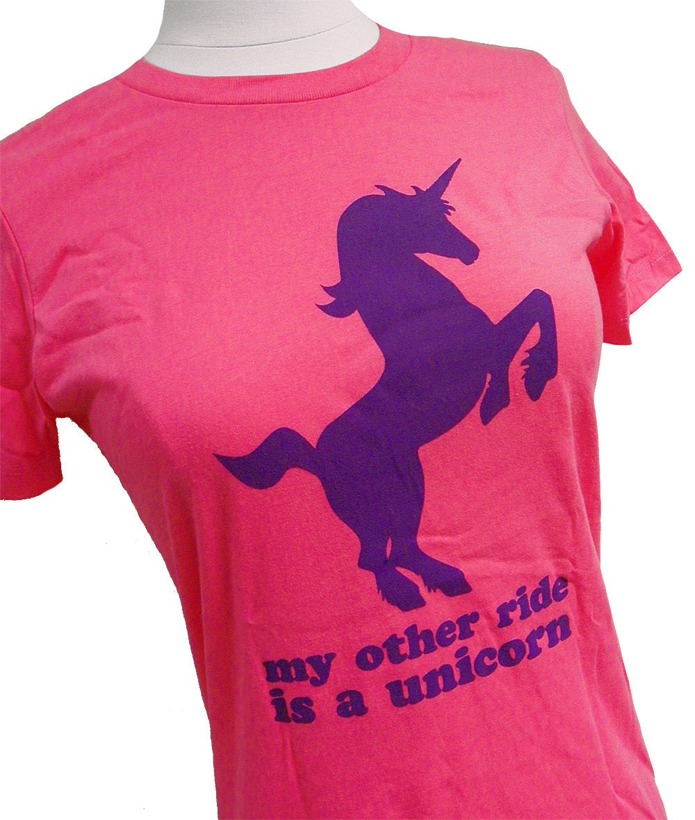 My Other Ride is a UNICORN Ladies Pink T-Shirt - Sizes S, M, L, XL