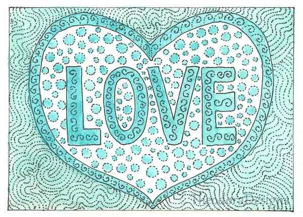LOVE Print ACEO in Aqua by Theodora