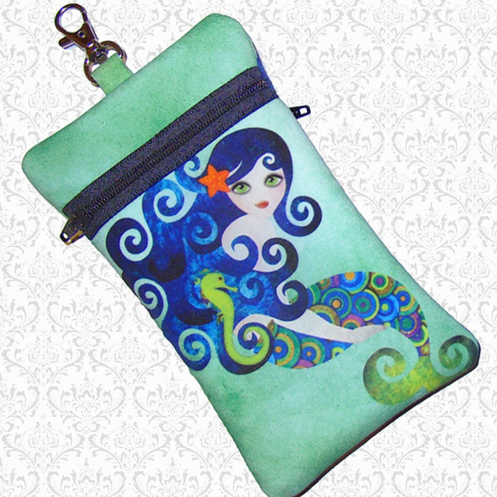 Aquamarine mermaid cell phone bag Sandra Vargas