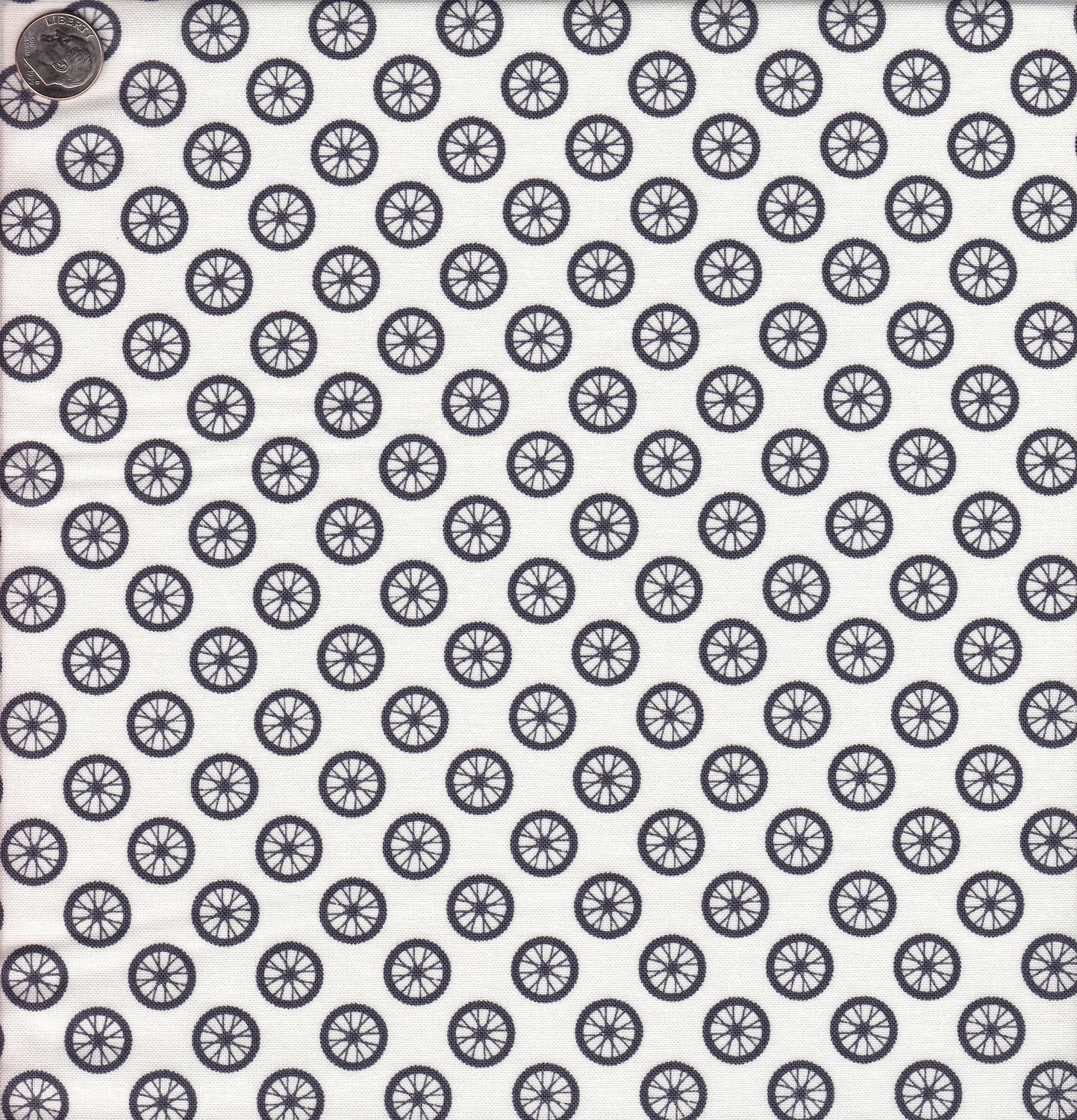 Michael Miller Wheel Dot in Dark Gray on White