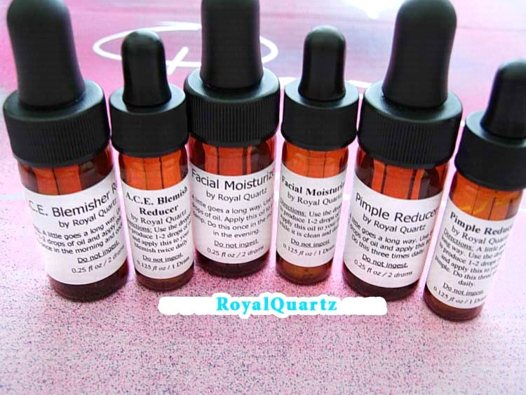 Facial Oil Set . Small . 2 Drams . 0.25 Oz . Royal Quartz