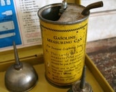 A Collection of  Vintage Man Things - 2 Oil Cans, Gasoline Can, and Socket Box