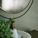 vintage milk glass mirror.