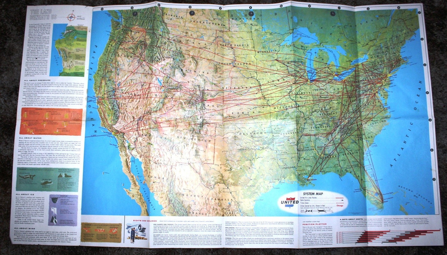 Vintage 60's UNITED AIR LINES Air Atlas Mileage Map, Travel, Rare find, Pan Am, Mad Men era
