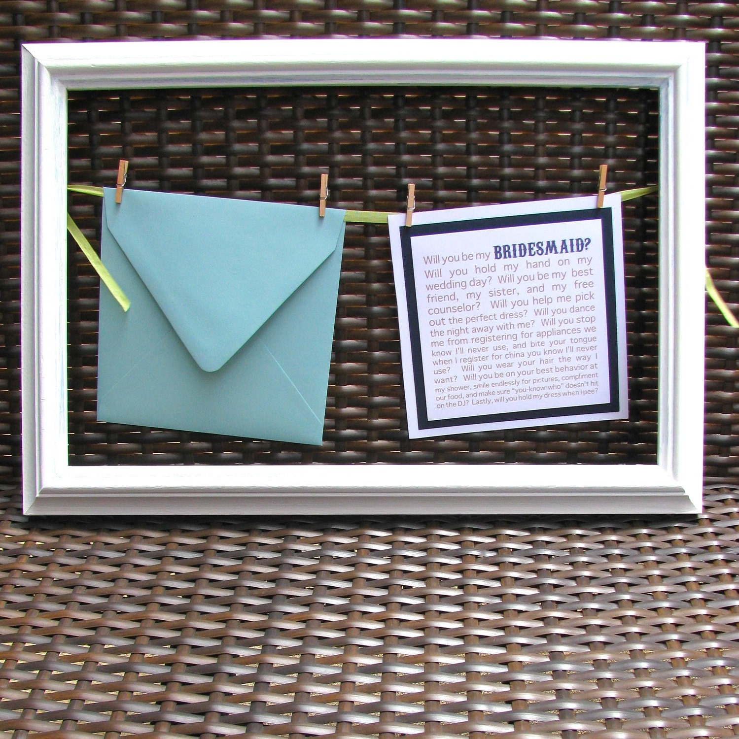 funny will you be my Bridesmaid card/ Maid of Honor card/ Matron of Honor card in beachy blues