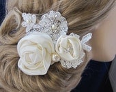 Bridal hair accessory, Bridal  Hair Piece, Wedding silk hair flowers,  Wedding Hair Clip, bridal fascinator