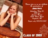 Damask Graduation Photo Card
