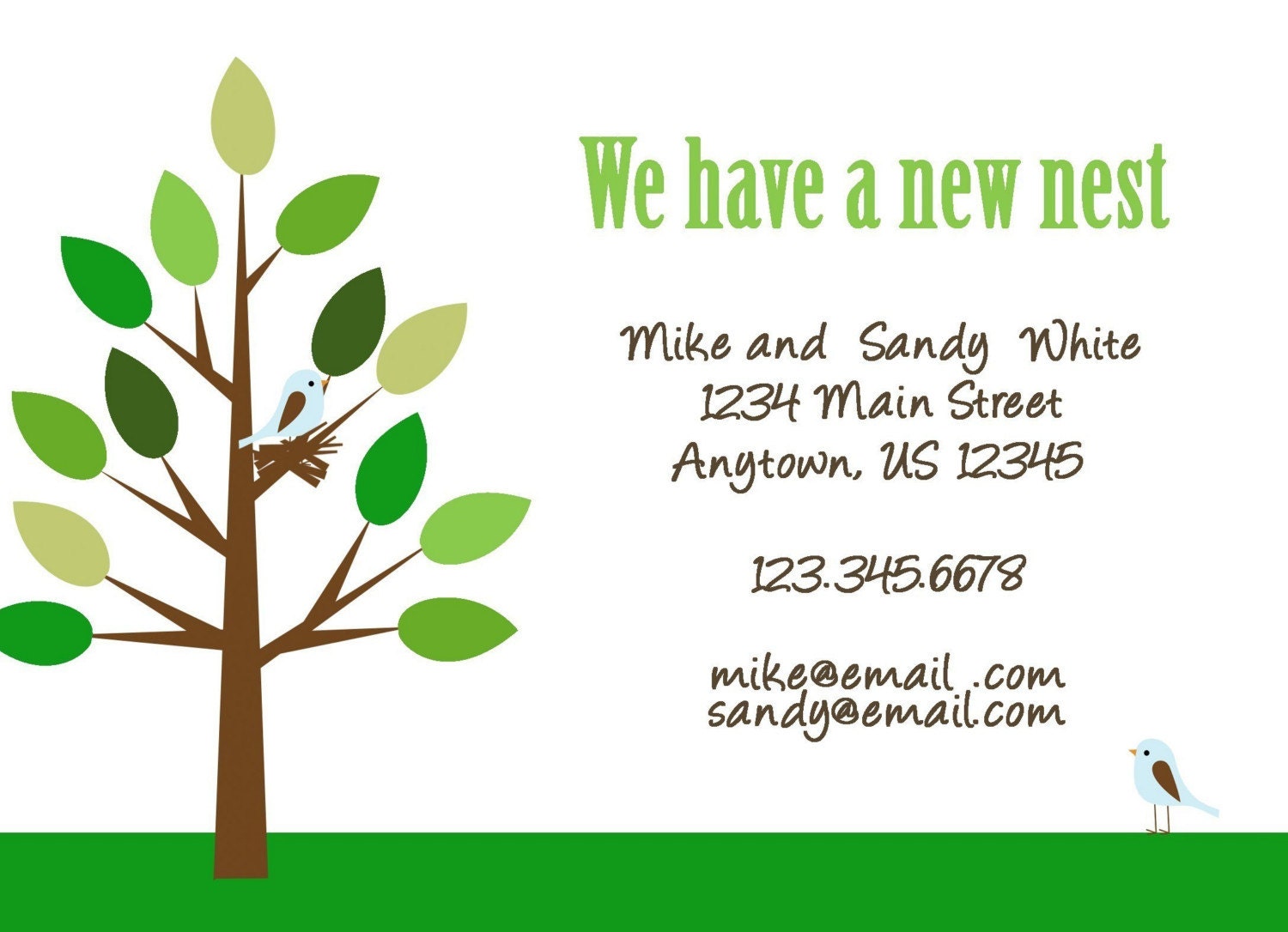 New Address Announcements - Birds Nest