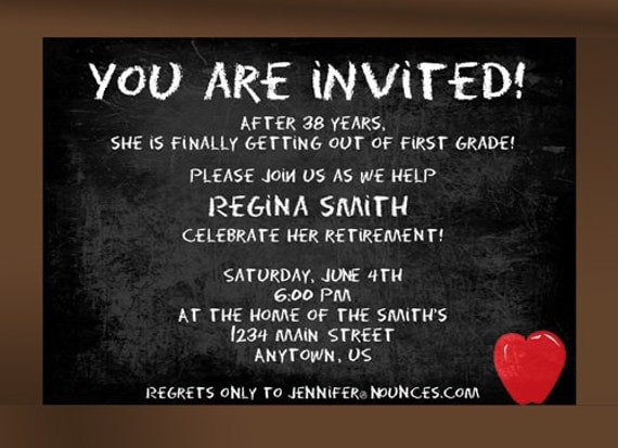 Chalkboard Teacher Retirement Party Invitation