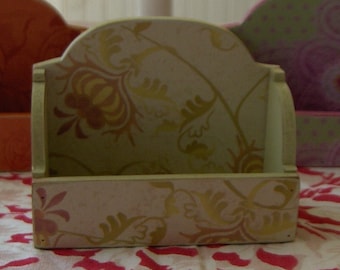 Painted and Distressed Wooden Business Card Holder