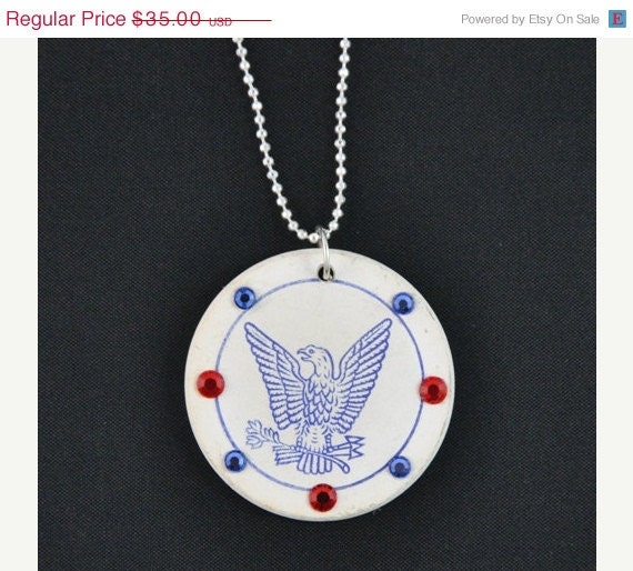 Vintage Poker Chip Necklace -Proud to be an American