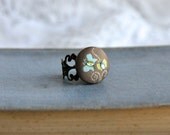 Butterfly Button Ring - Adjustable