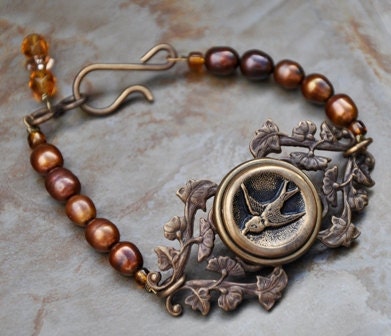 Antique Bird Button Bracelet
