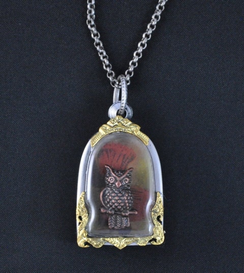 Caged Owl Pendant Necklace