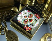 Limited Edition Day of the Dead Muertos Skull Antique Bronze Necklace 65-SBD