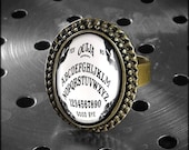 Bat Ouija Board Horror Halloween Gothic Occult Antique Bronze Ring 266-ORB
