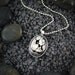 Black Cat & Moon Gothic Halloween Silver Necklace 479-SSO