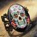 Dia De Los Muertos Traditional Day of the Dead Skull Antique Bronze Ring 65-AR