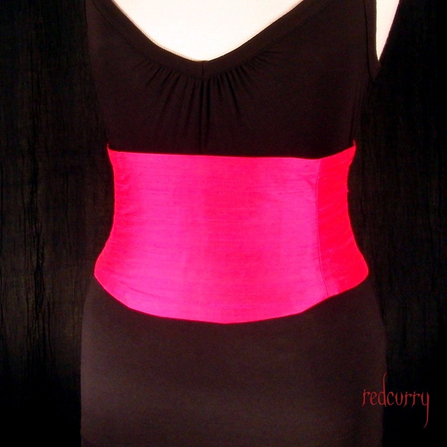 Waist Cincher Corset Belt Hot Pink Silk Any Size Custom B
