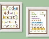 Safari Art Alphabet and Number Counting Posters - 11x14 -Safari Zoo Animals