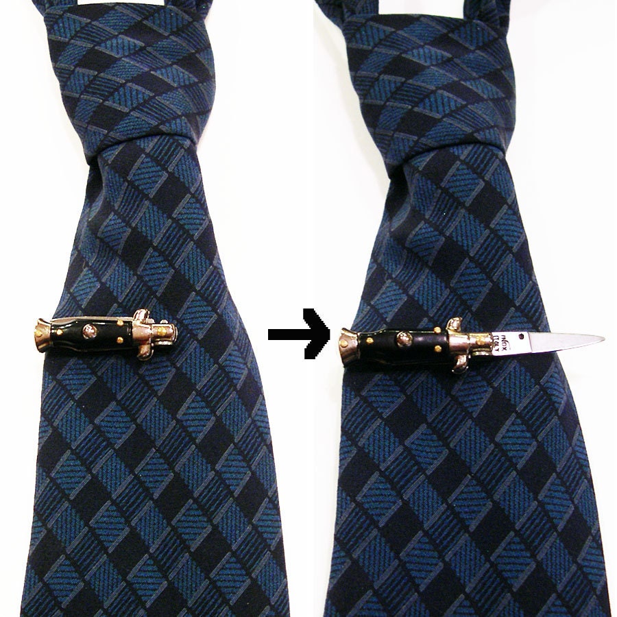 REAL Working Mini Switchblade Knife Tie Clip- YOU Are Soooo Dangerous