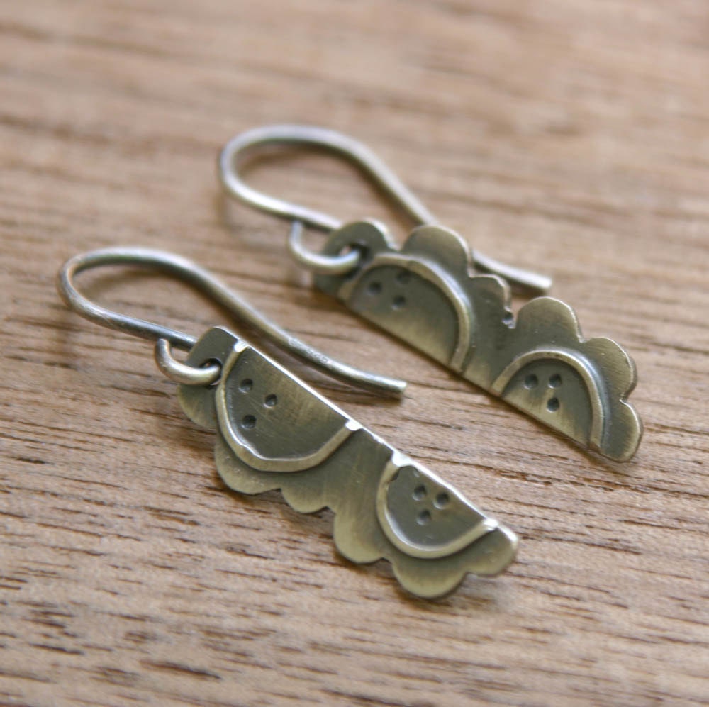 Little Lace Earrings, dangle hook oxidized