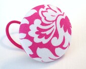 Hot Pink and White. XL Ponytail Button