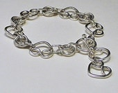 Hearts and Roses Sterling Silver Bracelet