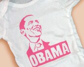 Hand Painted PINK Barack Obama Baby Bodysuit or T-Shirt (pick your size) baby girl - democrat - 2012 election - politics