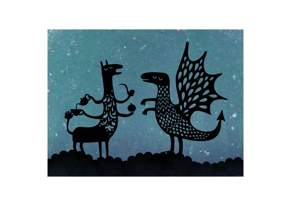 Dragon and Mr. Knowseverything A4 print